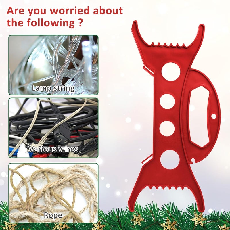 Emsiok 4PCS Christmas Lights Storage Holder Red Holiday Light Organizer All Purpose Lights Cord Wind Up Christmas Light Winder String Lights Storage for Tree Lights Garland Beads Extension Cord - Image 3